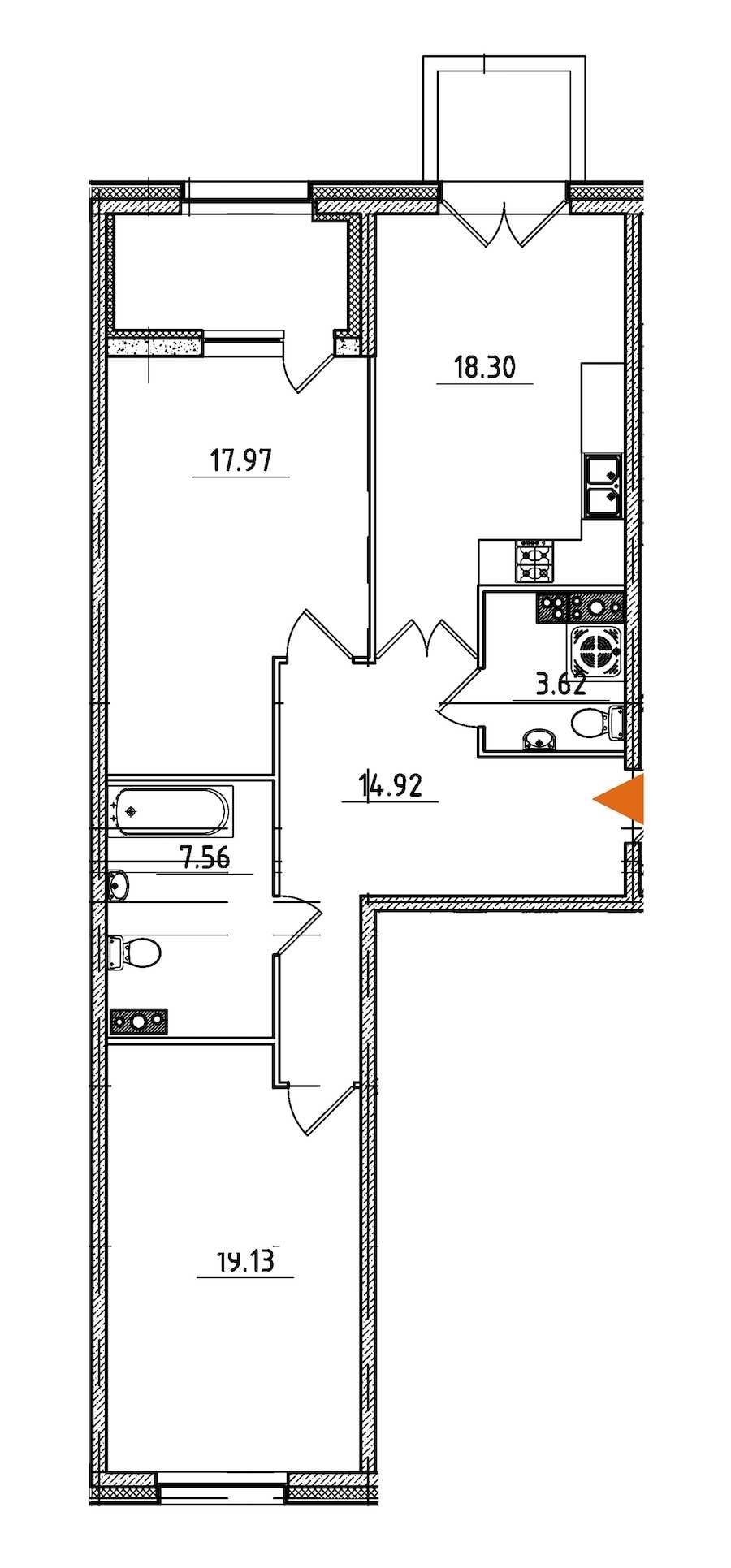 Двухкомнатная квартира в : площадь 84.79 м2 , этаж: 4 – купить в Санкт-Петербурге